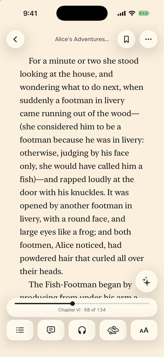 A page of Alice's Adventures in Wonderland in Litra, light theme